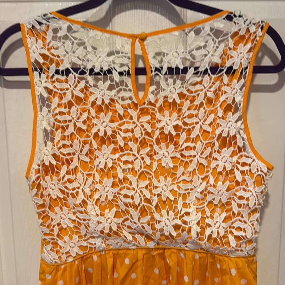 Anthropologie Moulinette Soeurs Orange & White Polka Dot Dress - Picture 3 of 16